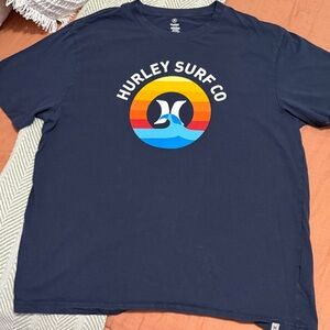 Hurley Surf Co Navy Tee with Sunset Graphic